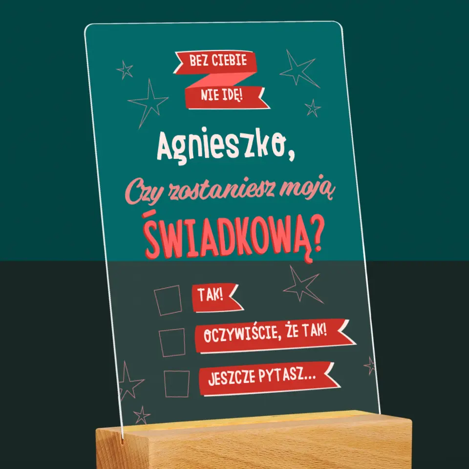 Imię i Podpis: Bez Ciebie Nie Idę - Wydruk Na Szkle Akrylowym - Image 6