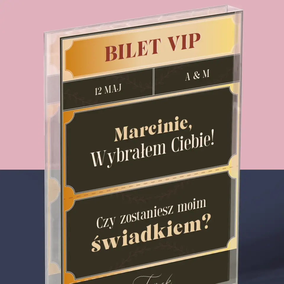 Imię i Podpis: Bilety Vip Świadek - Blok Akrylowy z Nadrukiem - Image 2