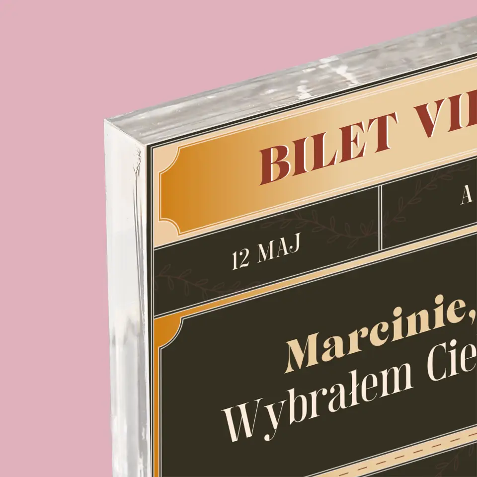 Imię i Podpis: Bilety Vip Świadek - Blok Akrylowy z Nadrukiem - Image 4