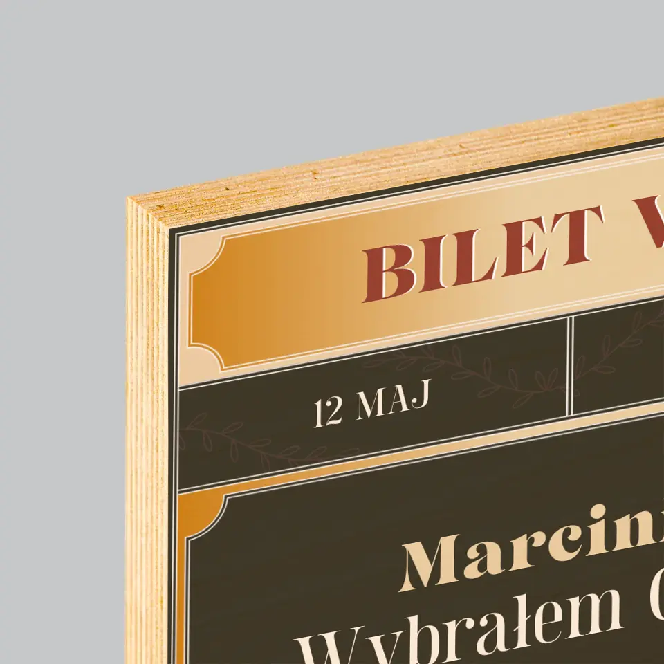 Imię i Podpis: Bilety Vip Świadek - Wydruk Na Drewnie - Image 4
