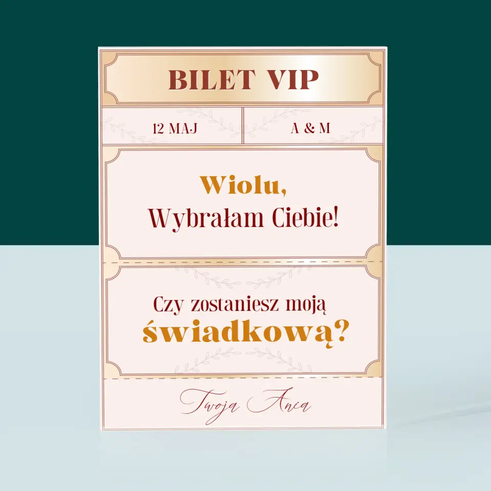 Imię i Podpis: Bilety Vip Świadkowa - Blok Akrylowy z Nadrukiem - Image 3
