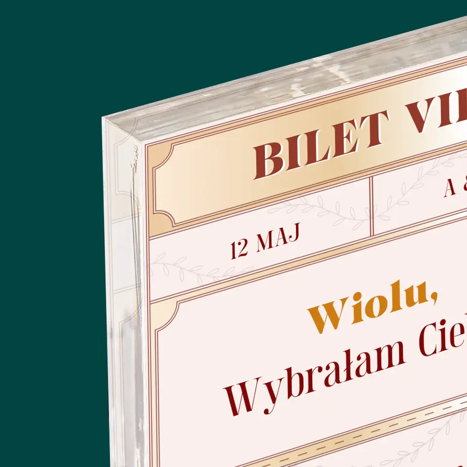 Imię i Podpis: Bilety Vip Świadkowa - Blok Akrylowy z Nadrukiem - Image 4