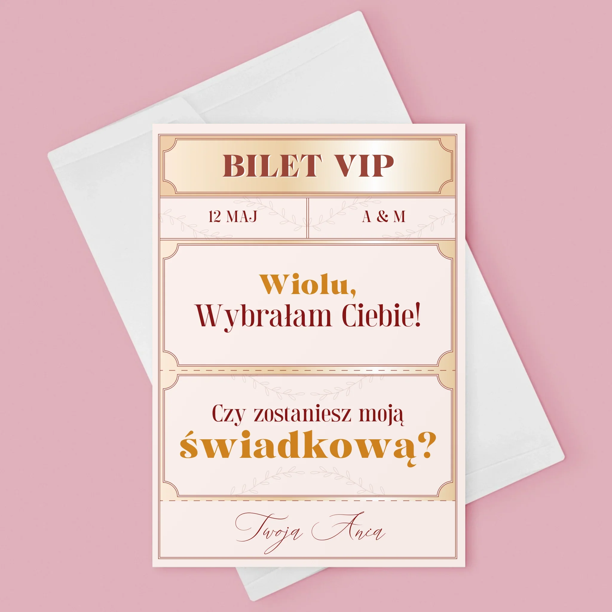 Imię i Podpis: Bilety Vip Świadkowa - Kartka z Życzeniami - Image 3
