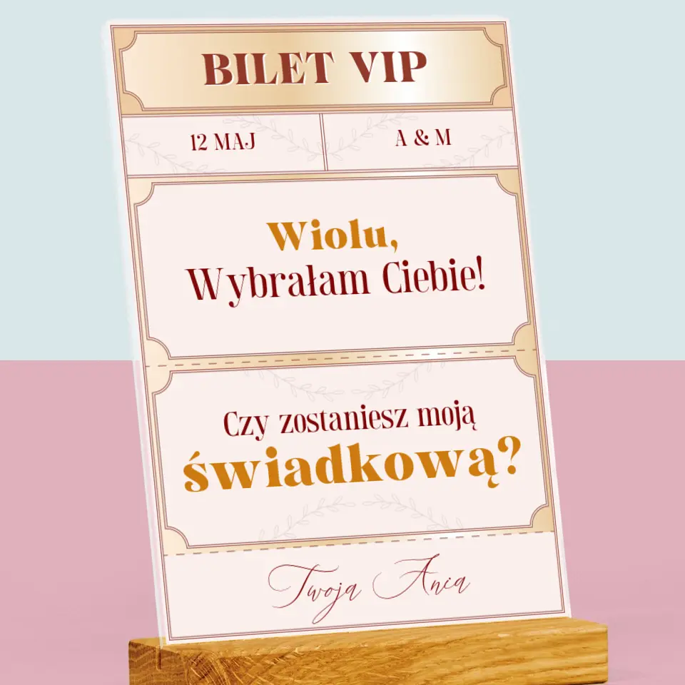 Imię i Podpis: Bilety Vip Świadkowa - Wydruk Na Szkle Akrylowym - Image 2
