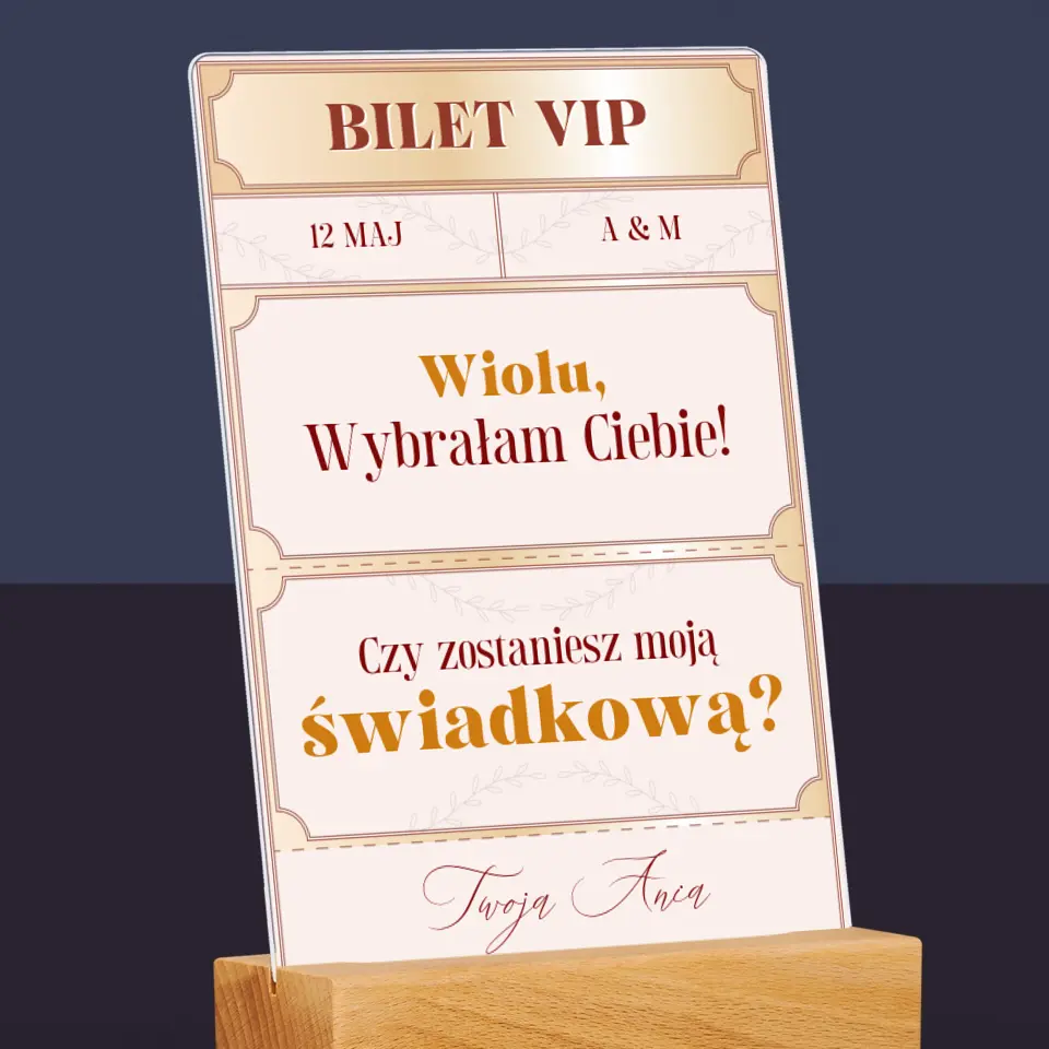 Imię i Podpis: Bilety Vip Świadkowa - Wydruk Na Szkle Akrylowym - Image 6