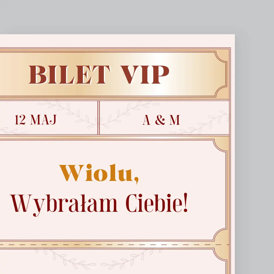 Imię i Podpis: Bilety Vip Świadkowa - Wydruk Obramowany - Image 3