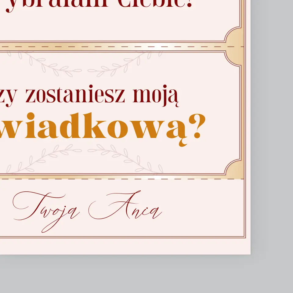 Imię i Podpis: Bilety Vip Świadkowa - Wydruk Obramowany - Image 4