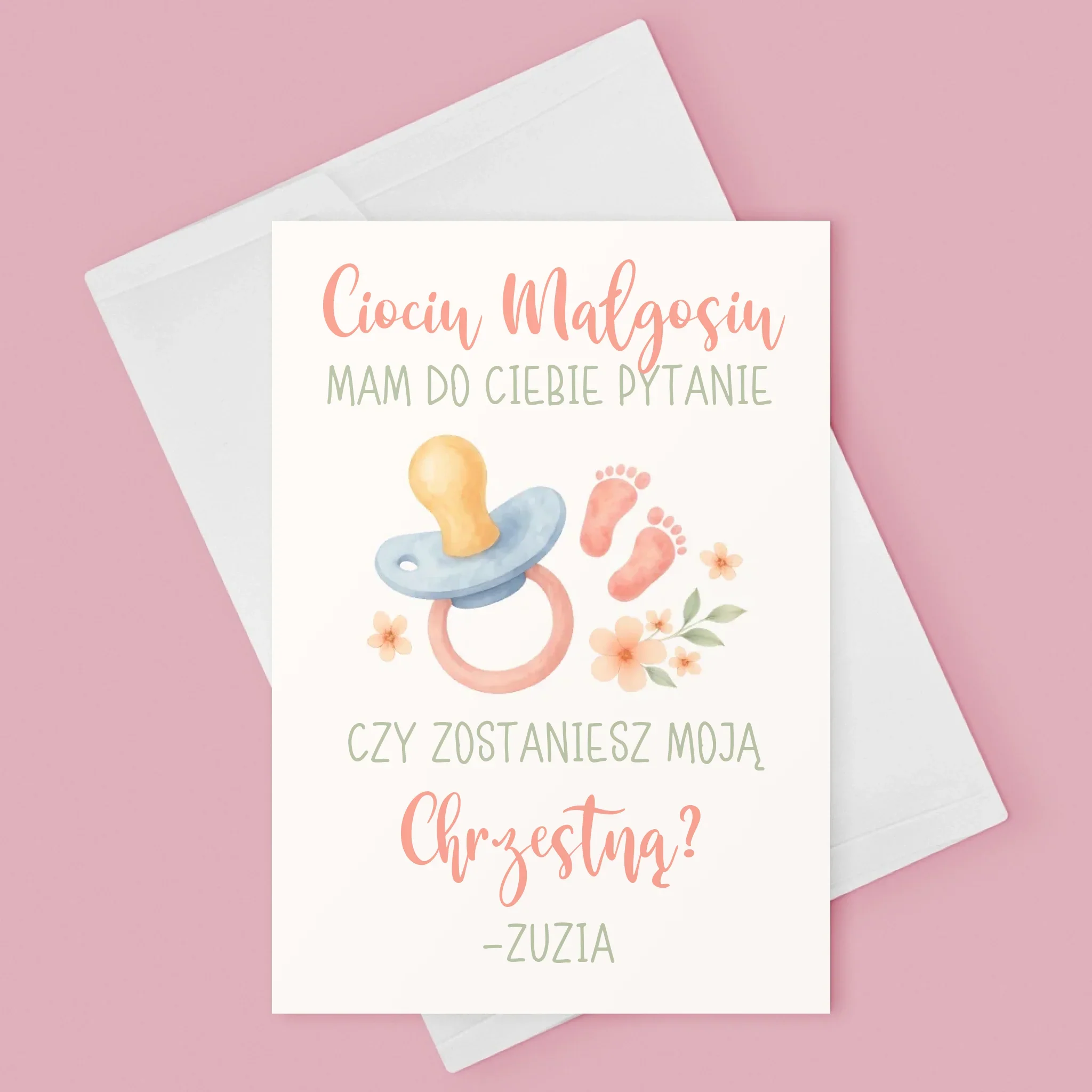 Imię i Podpis: Ciociu czy zostaniesz moją chrzestną - Kartka z Życzeniami - Image 3