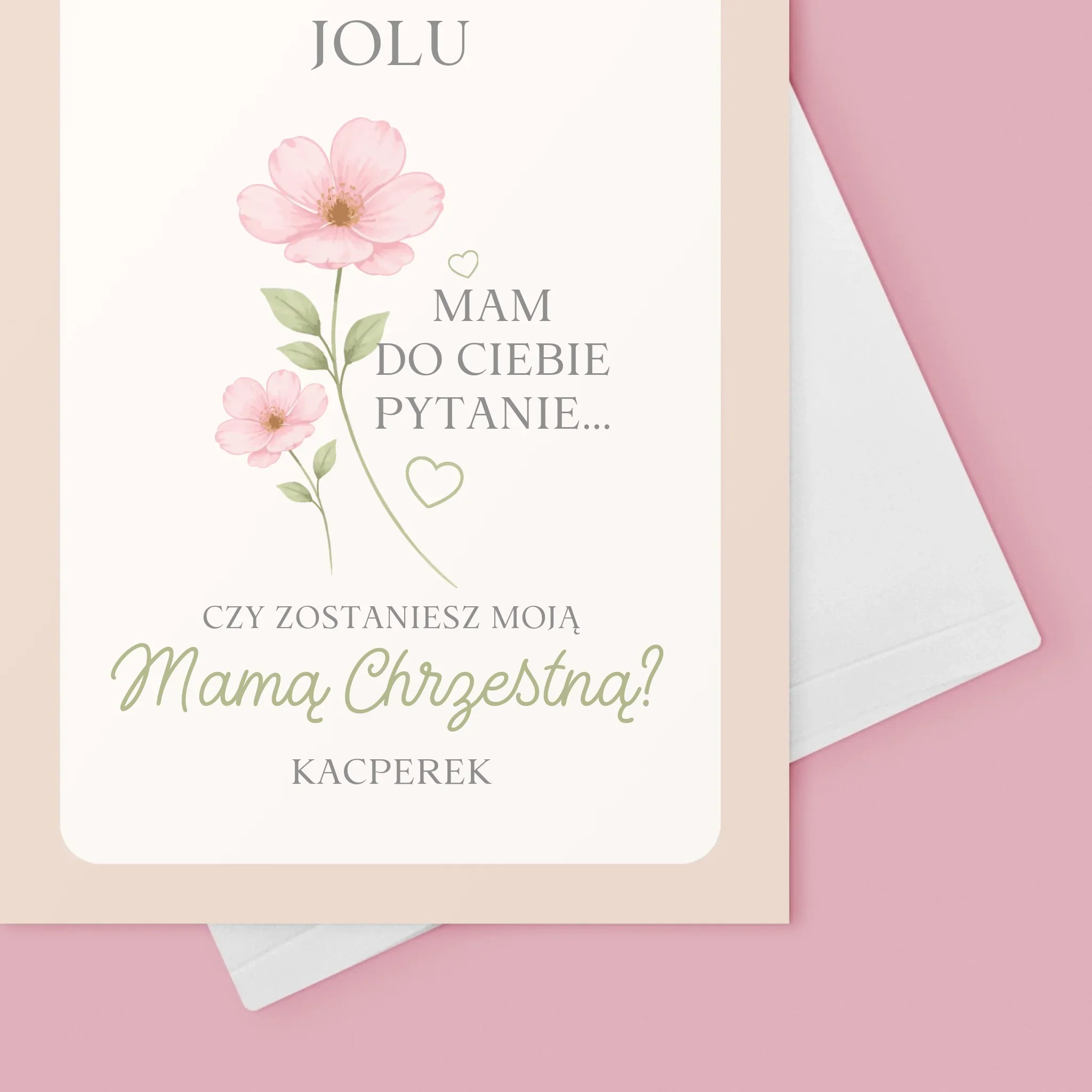 Imię i Podpis: Ciociu Czy Zostaniesz Moją Chrzestną Kwiatki - Kartka z Życzeniami - Image 4