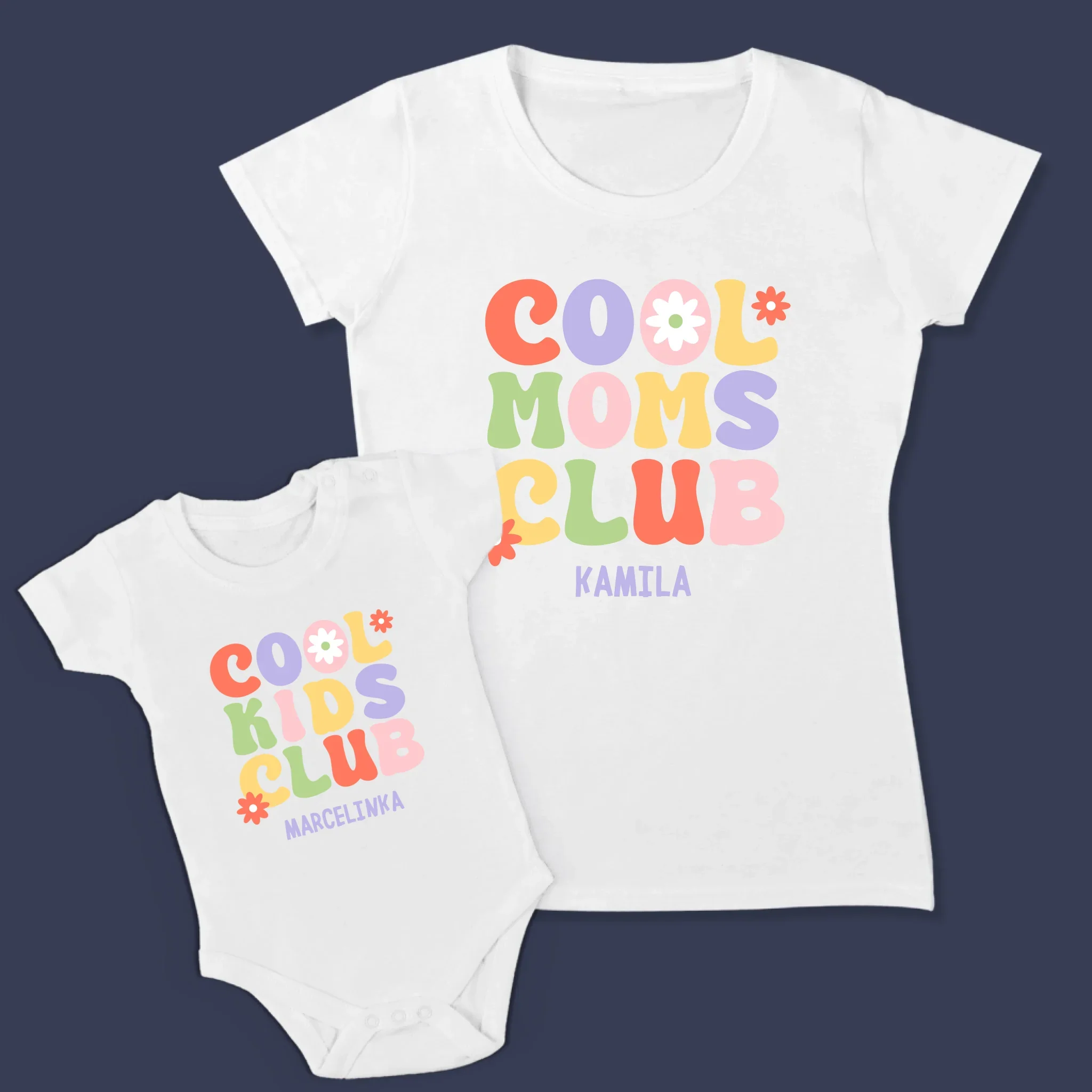 Imię i Podpis: Cool Mom And Kid - Zestaw Koszulka Damska i Body Niemowlęce - Image 2