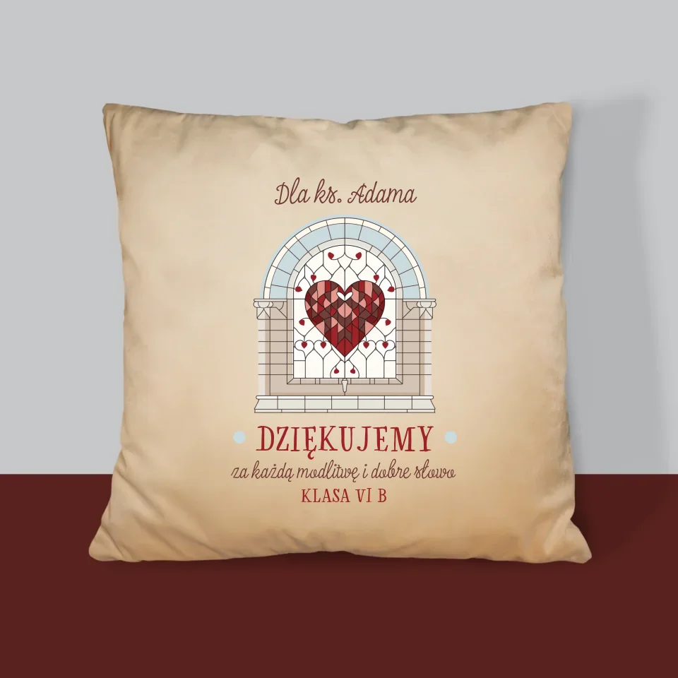 Imię i Podpis: Dziękujemy Za Każdą Modlitwę - Personalizowana Poduszka - Image 4