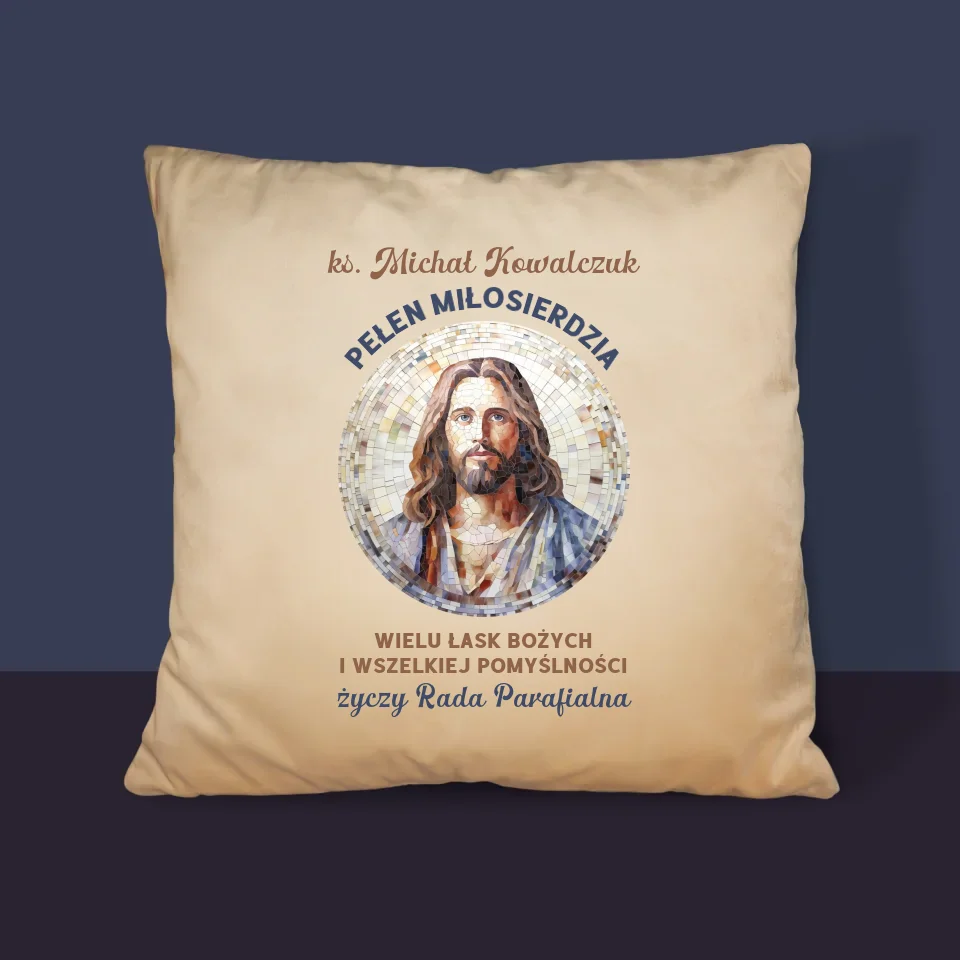 Imię i Podpis: Ksiądz Pełen Miłosierdzia - Personalizowana Poduszka - Image 4
