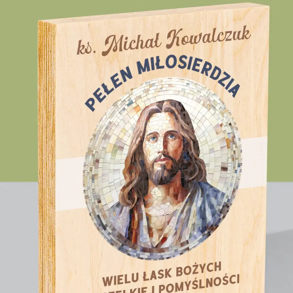 Imię i Podpis: Ksiądz Pełen Miłosierdzia - Wydruk Na Drewnie - Image 2