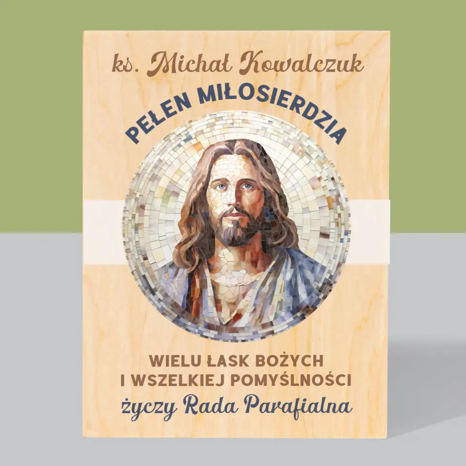 Imię i Podpis: Ksiądz Pełen Miłosierdzia - Wydruk Na Drewnie - Image 3