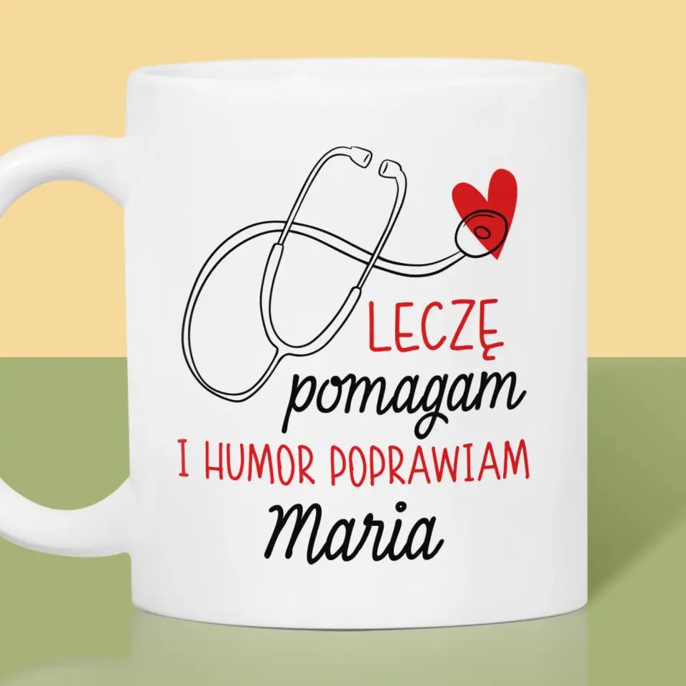 Imię I Podpis: Leczę Pomagam - Kubek z Nadrukiem - Image 2
