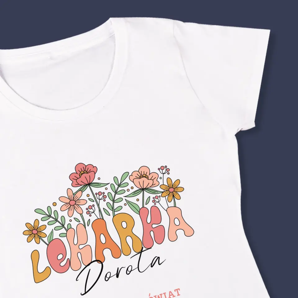 Imię I Podpis: Lekarka - Koszulka Damska z Nadrukiem - Image 4