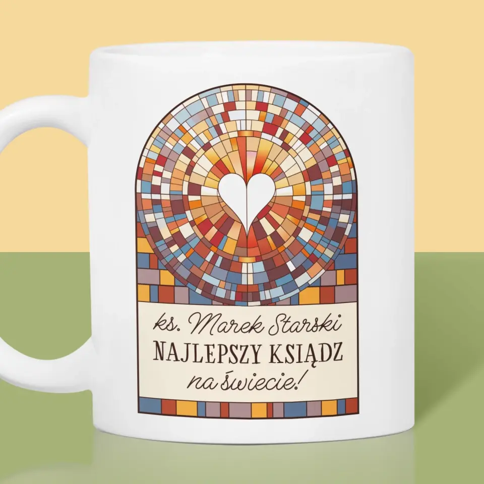 Imię i Podpis: Najlepszy Ksiądz Na Świecie - Kubek z Nadrukiem - Image 2