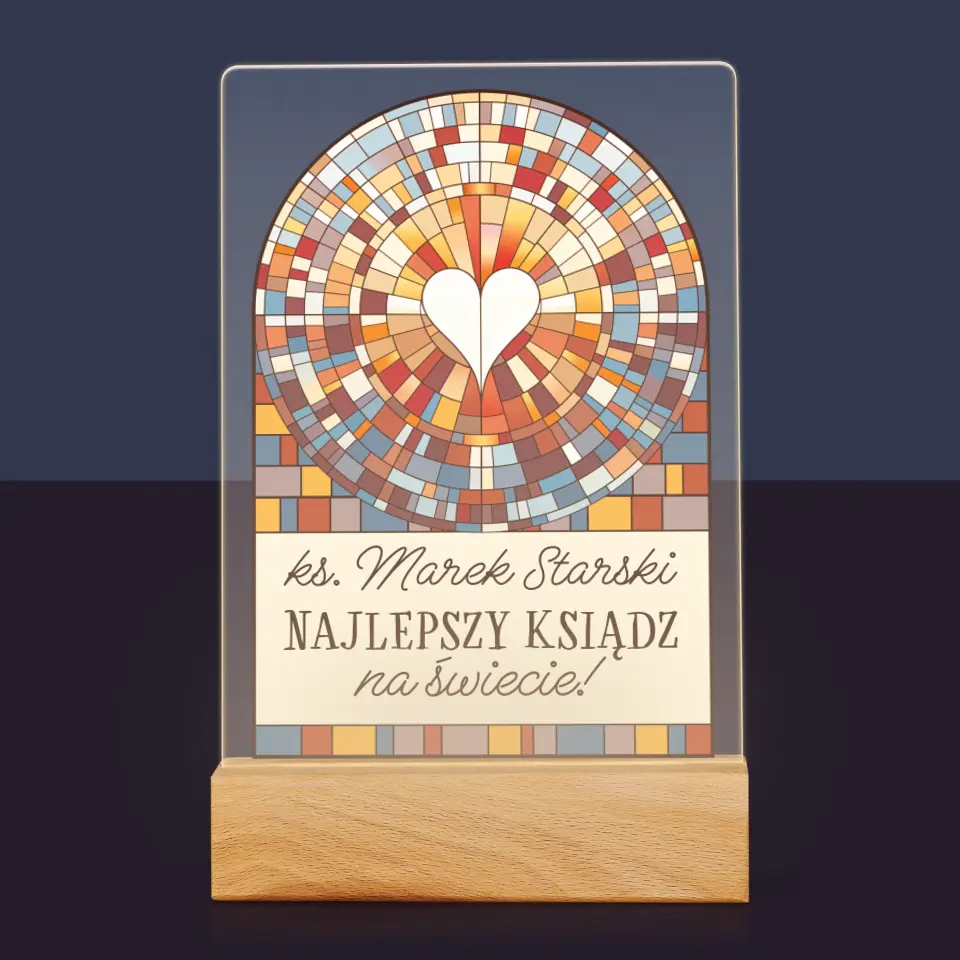 Imię i Podpis: Najlepszy Ksiądz Na Świecie - Wydruk Na Szkle Akrylowym - Image 7