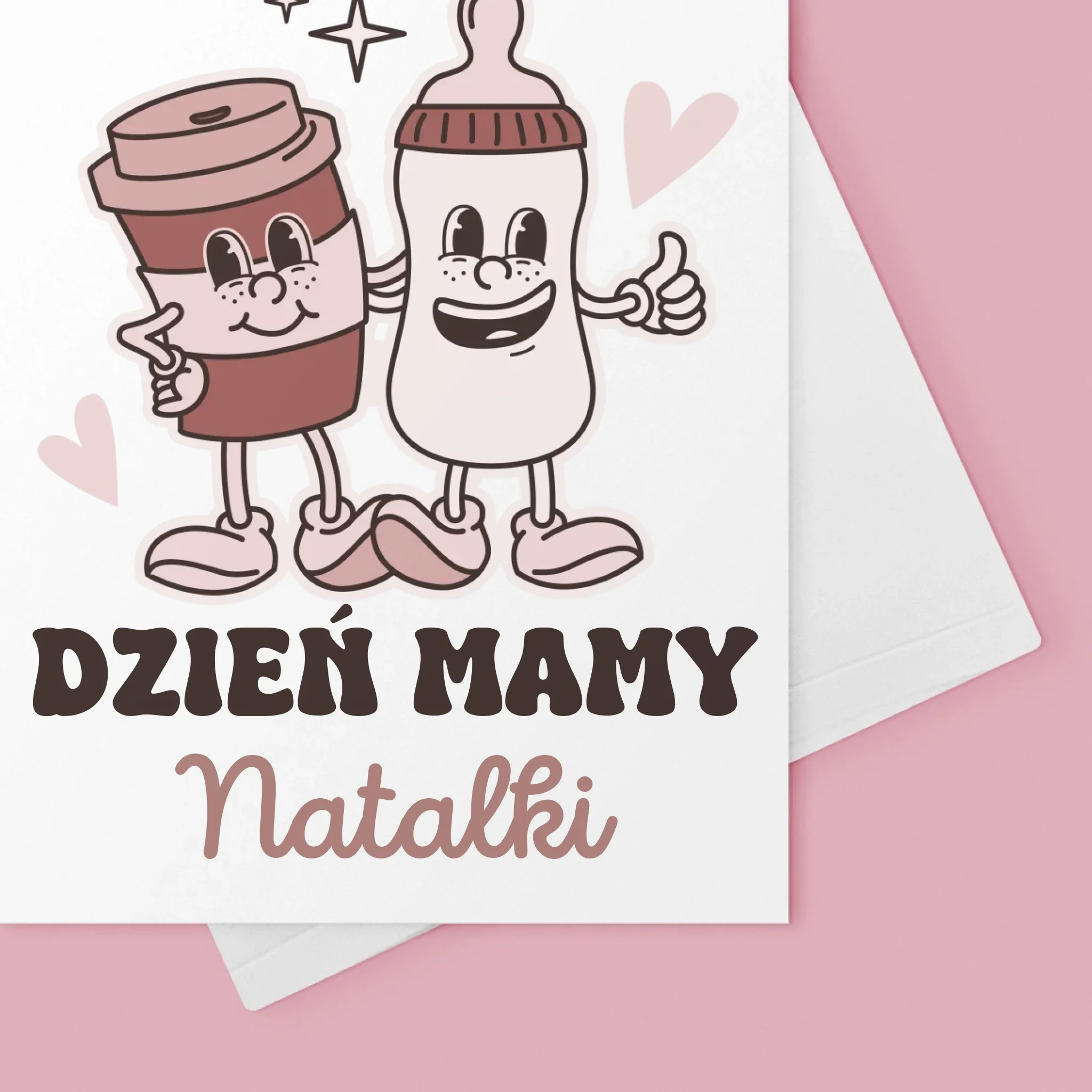 Imię i Podpis: Pierwszy Dzień Mamy Kawa Mleko - Kartka z Życzeniami - Image 4