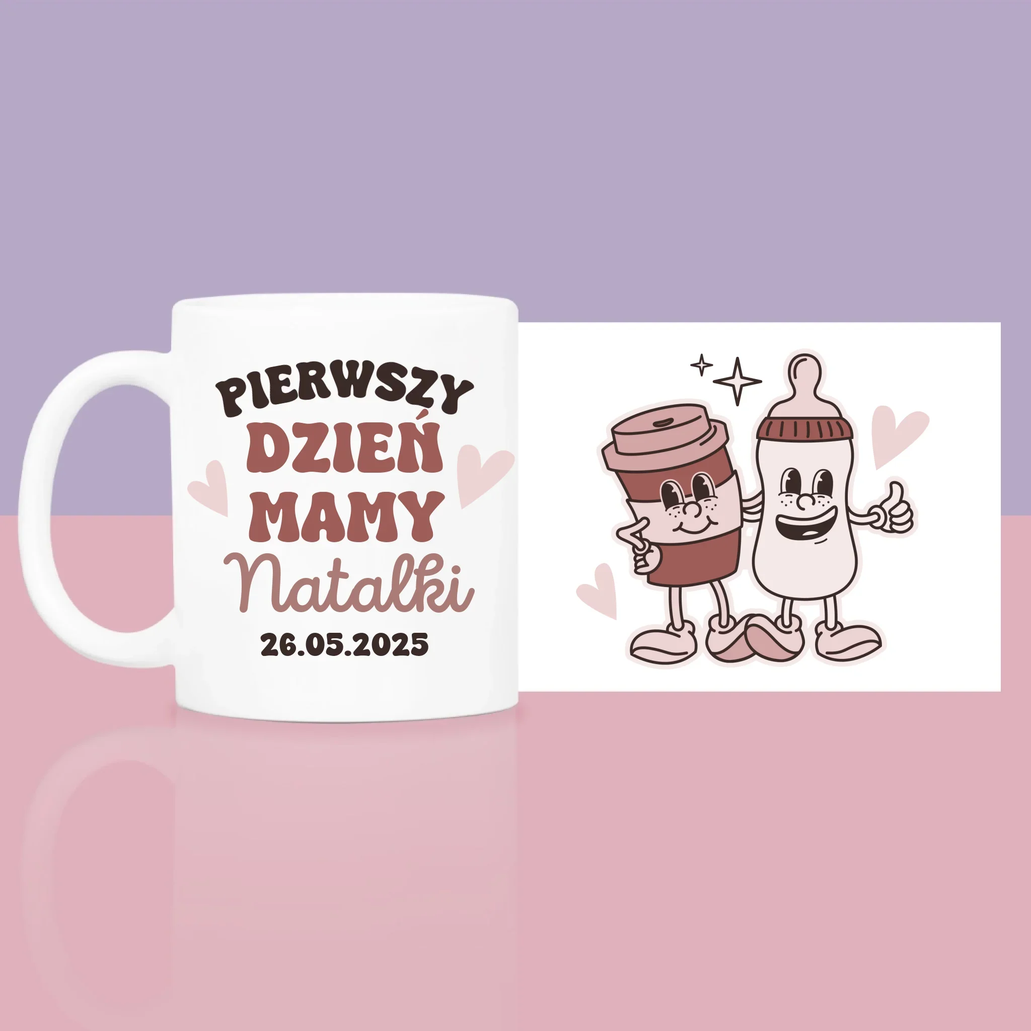 Imię i Podpis: Pierwszy Dzień Mamy Kawa Mleko - Zestaw prezentowy z kubkiem i różanym spa - Image 5