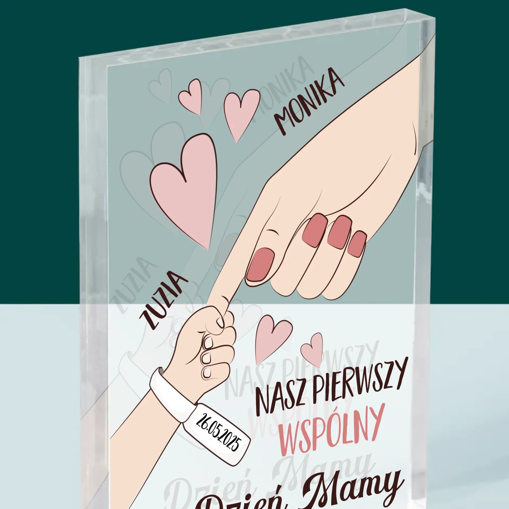 Imię i Podpis: Pierwszy Wspólny Dzień Mamy - Blok Akrylowy z Nadrukiem - Image 2