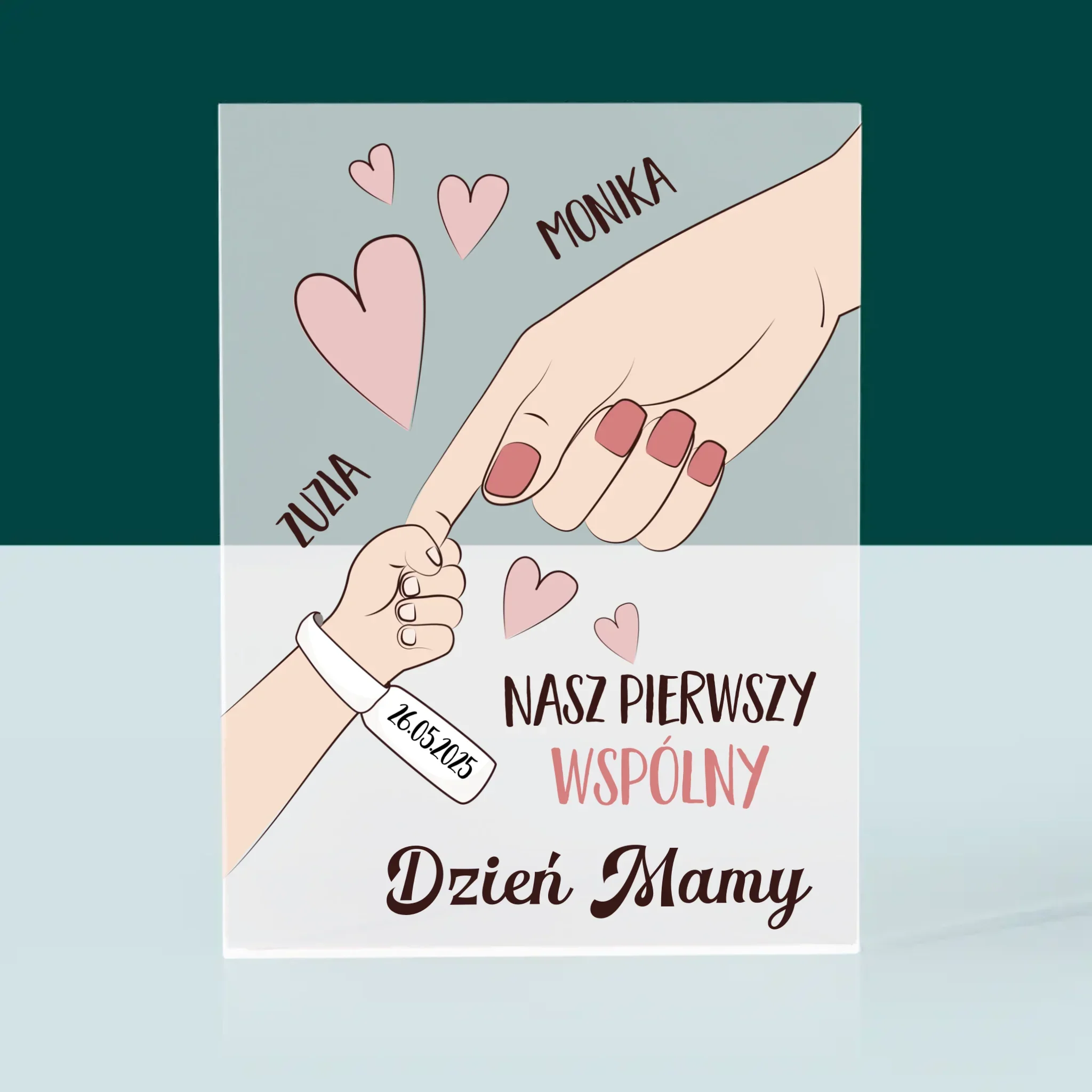 Imię i Podpis: Pierwszy Wspólny Dzień Mamy - Blok Akrylowy z Nadrukiem - Image 3
