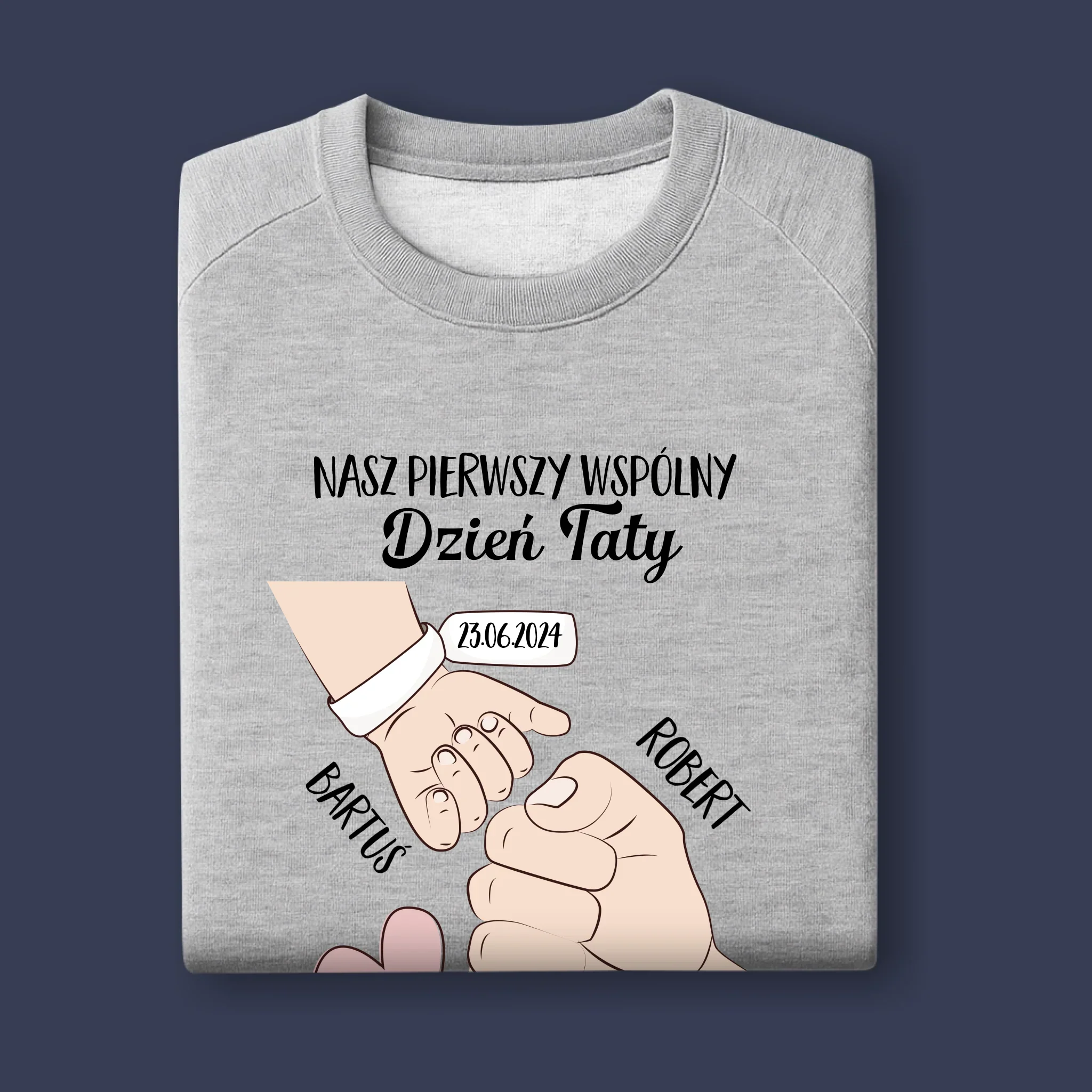 Imię i Podpis: Pierwszy Wspólny Dzień Taty - Bluza Męska z Kapturem - Image 11