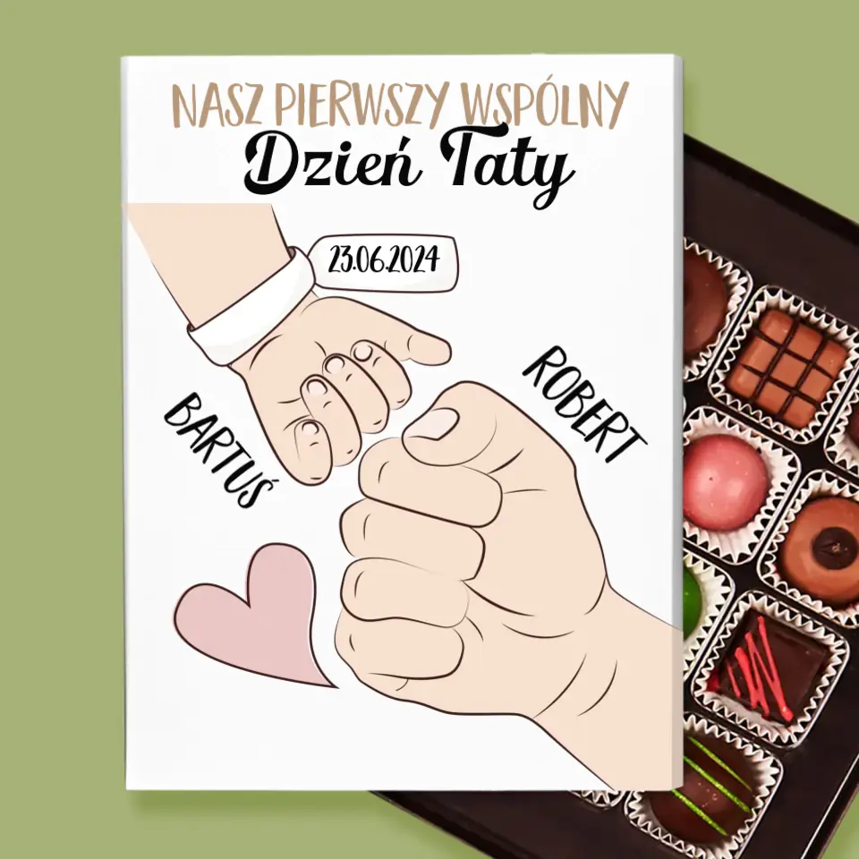 Imię I Podpis: Pierwszy Wspólny Dzień Taty - Personalizowane Praliny - Image 2