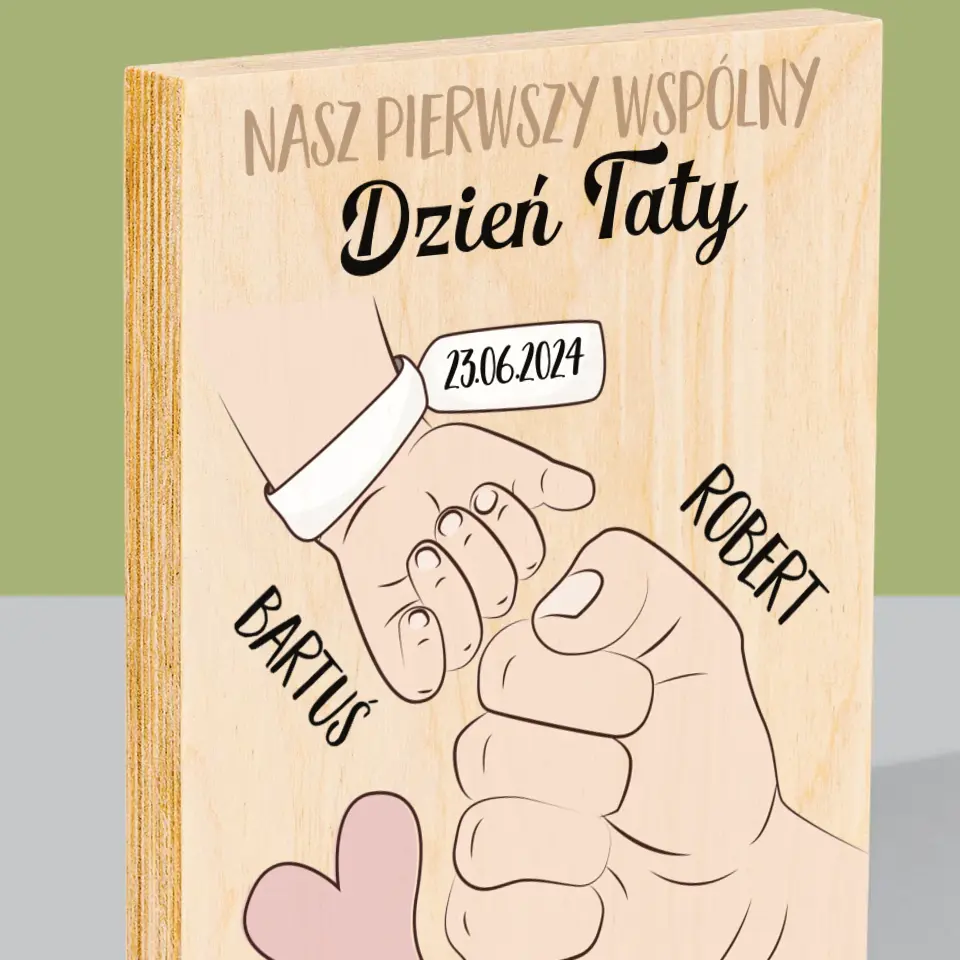 Imię I Podpis: Pierwszy Wspólny Dzień Taty - Wydruk Na Drewnie - Image 2