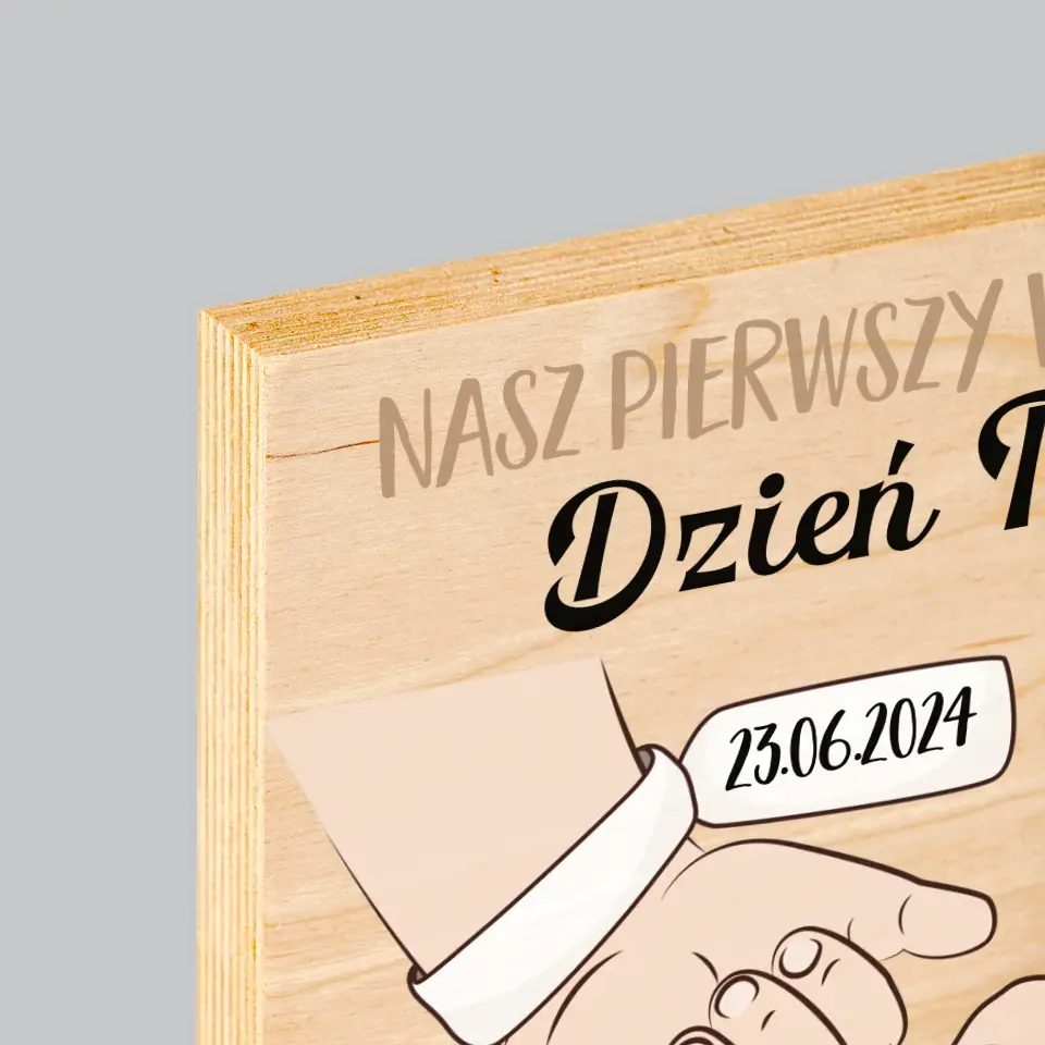 Imię I Podpis: Pierwszy Wspólny Dzień Taty - Wydruk Na Drewnie - Image 4