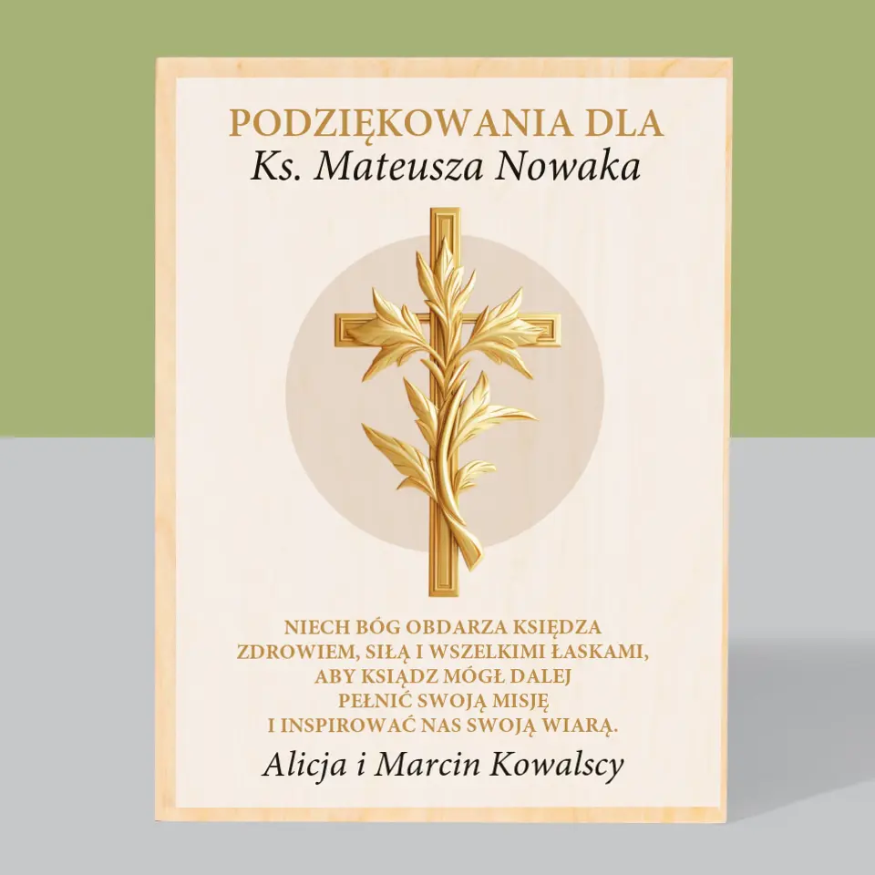 Imię i Podpis: Podziękowania Dla Księdza - Wydruk Na Drewnie - Image 3