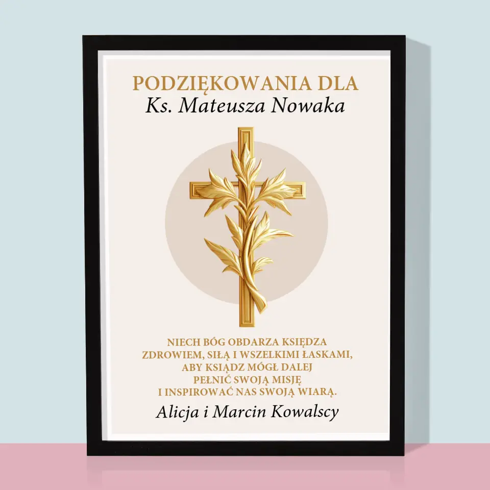 Imię i Podpis: Podziękowania Dla Księdza - Wydruk Obramowany - Image 5