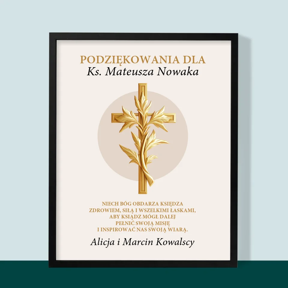 Imię i Podpis: Podziękowania Dla Księdza - Wydruk Obramowany - Image 9