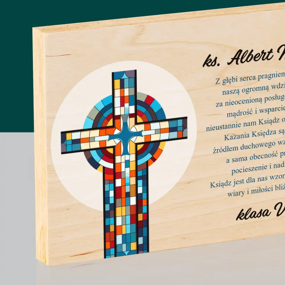 Imię i Podpis: Podziękowania Krzyż - Wydruk Na Drewnie - Image 2