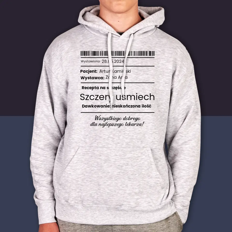 Imię i Podpis: Recepta Na Szczęście - Bluza Męska z Kapturem - Image 4