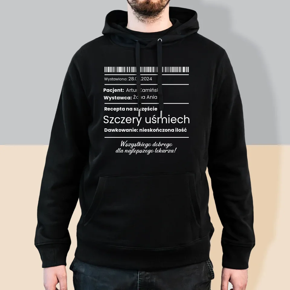 Imię i Podpis: Recepta Na Szczęście - Bluza Męska z Kapturem - Image 5