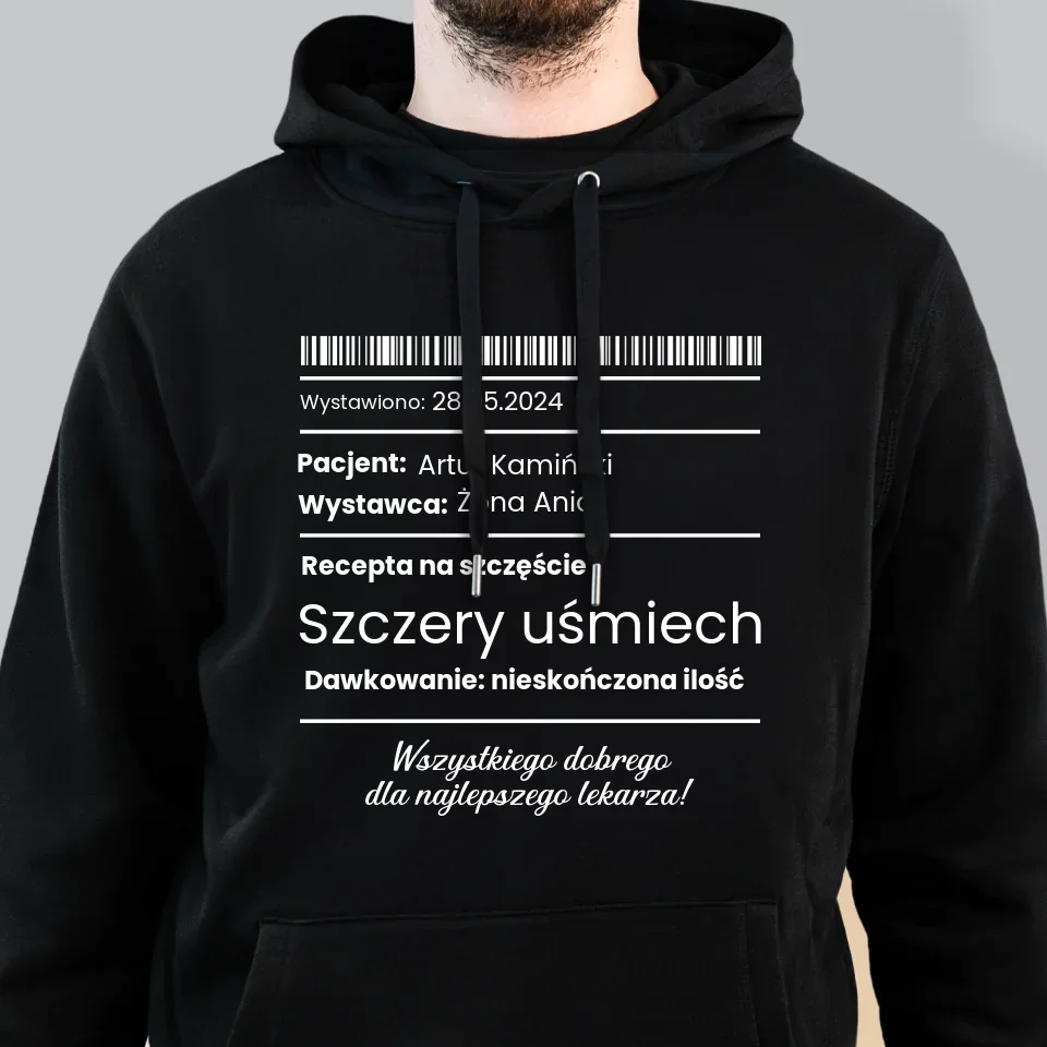 Imię i Podpis: Recepta Na Szczęście - Bluza Męska z Kapturem - Image 6