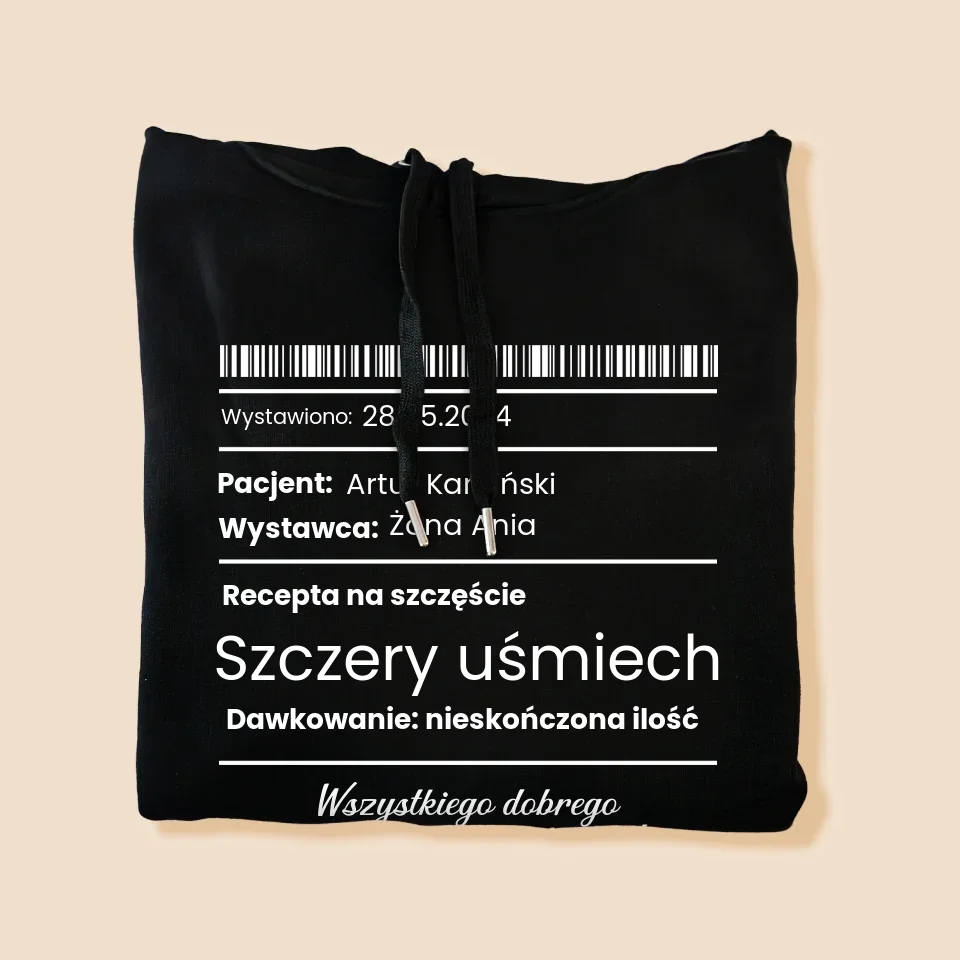 Imię i Podpis: Recepta Na Szczęście - Bluza Męska z Kapturem - Image 8