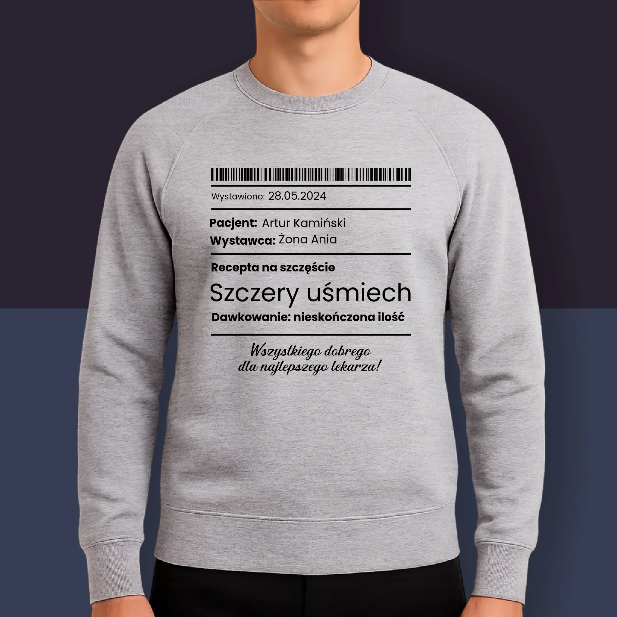 Imię i Podpis: Recepta Na Szczęście - Bluza Męska z Kapturem - Image 9
