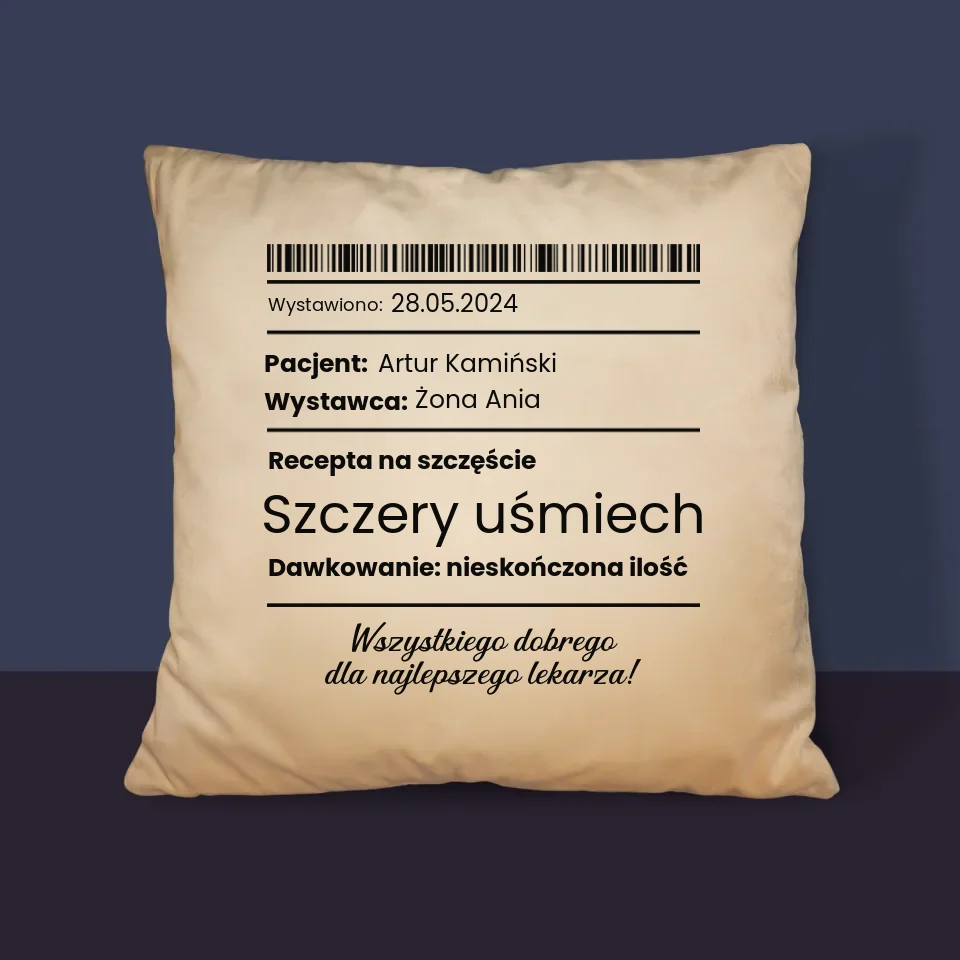 Imię I Podpis: Recepta Na Szczęście - Poduszka z Nadrukiem - Image 4
