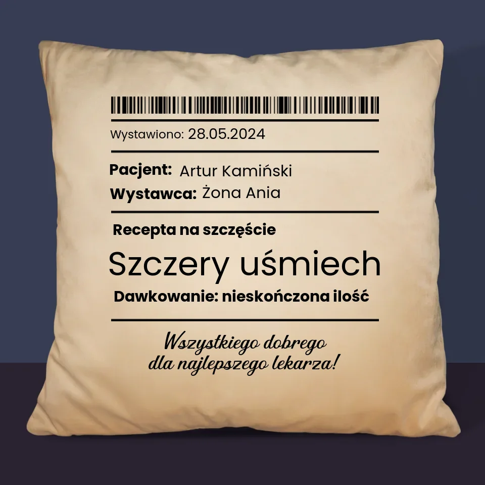 Imię I Podpis: Recepta Na Szczęście - Poduszka z Nadrukiem - Image 6