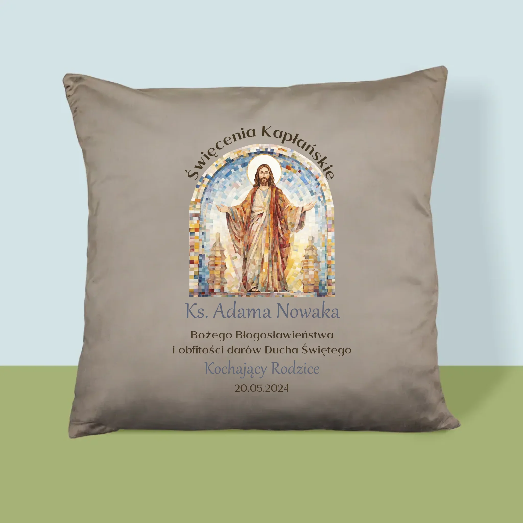 Imię i Podpis: Święcenia Kapłańskie - Personalizowana Poduszka