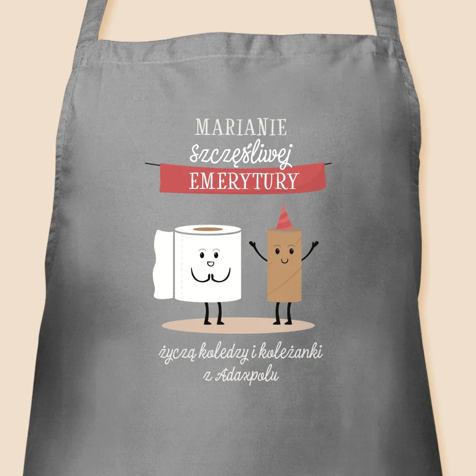 Imię i Podpis: Szczęśliwej Emerytury - Fartuch z Nadrukiem - Image 3