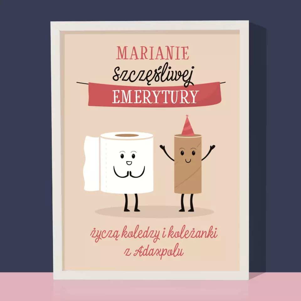 Imię i Podpis: Szczęśliwej Emerytury - Wydruk Obramowany - Image 4