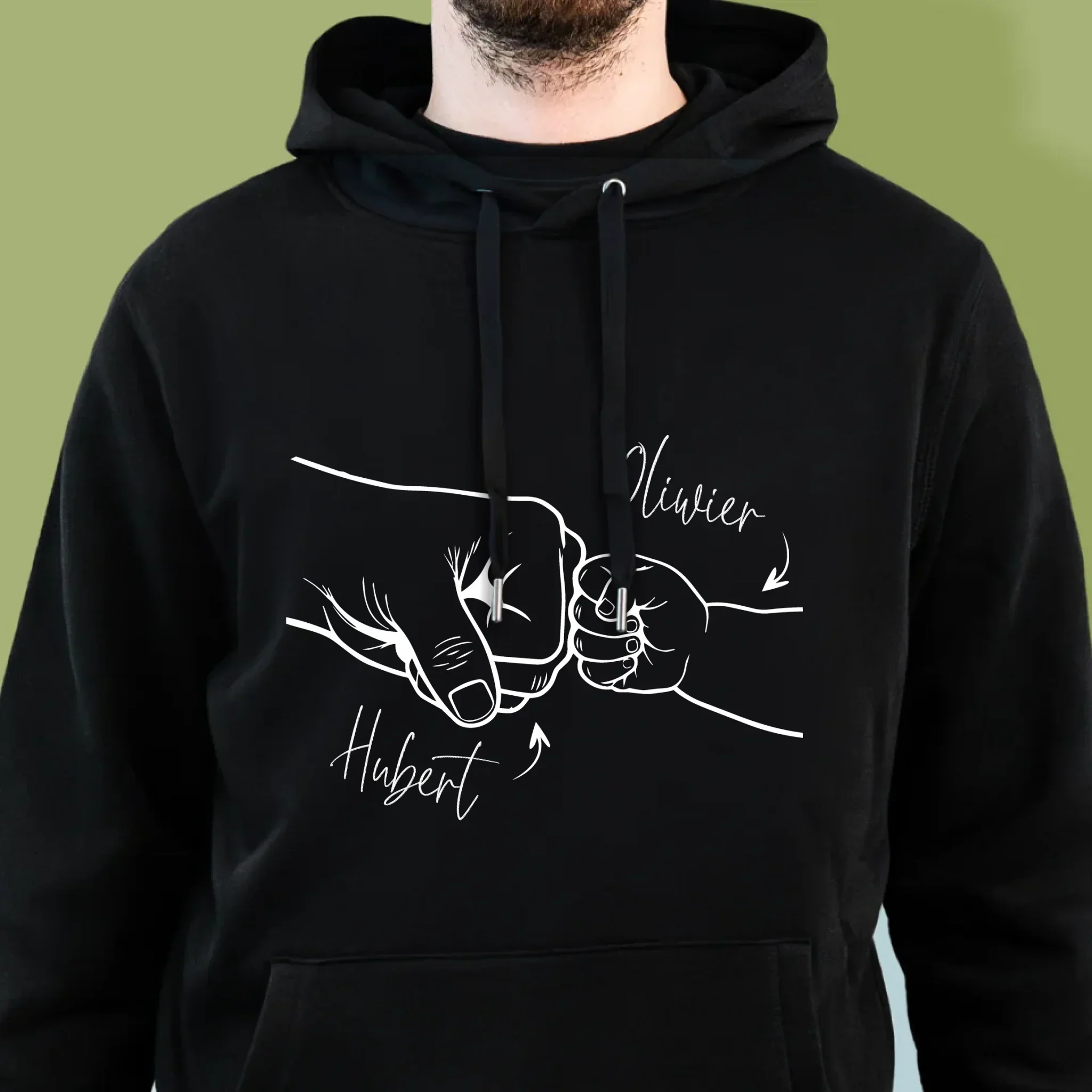 Imię i Podpis: Tata z Małym Dzieckiem - Bluza Męska z Kapturem - Image 2
