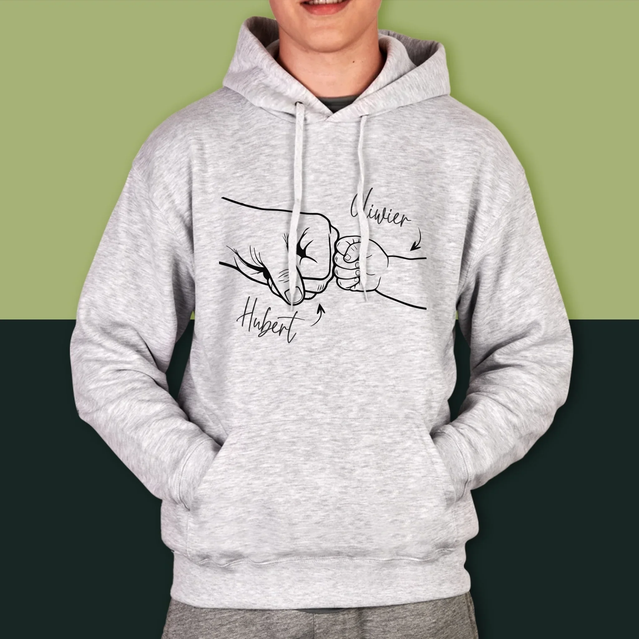 Imię i Podpis: Tata z Małym Dzieckiem - Bluza Męska z Kapturem - Image 5