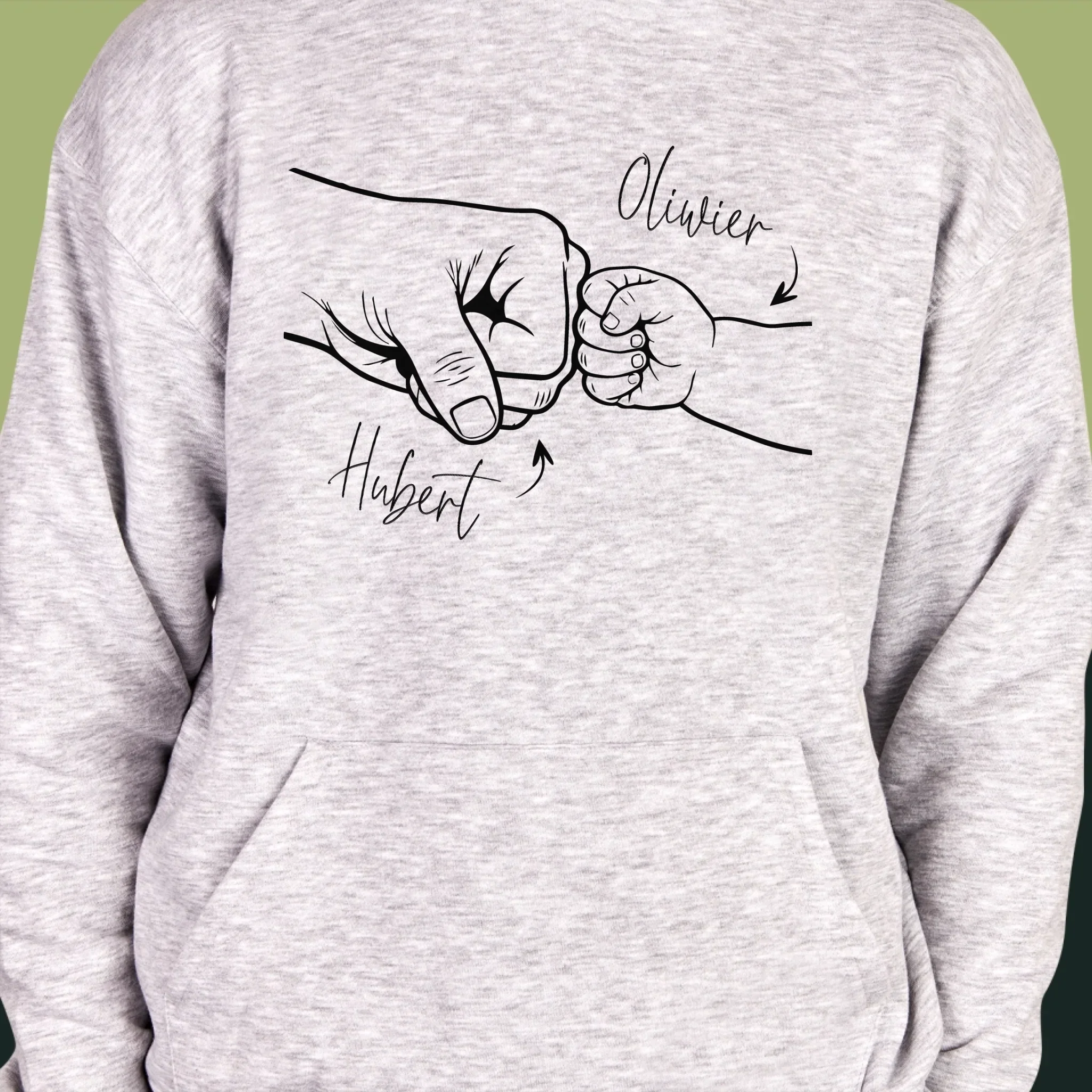 Imię i Podpis: Tata z Małym Dzieckiem - Bluza Męska z Kapturem - Image 6