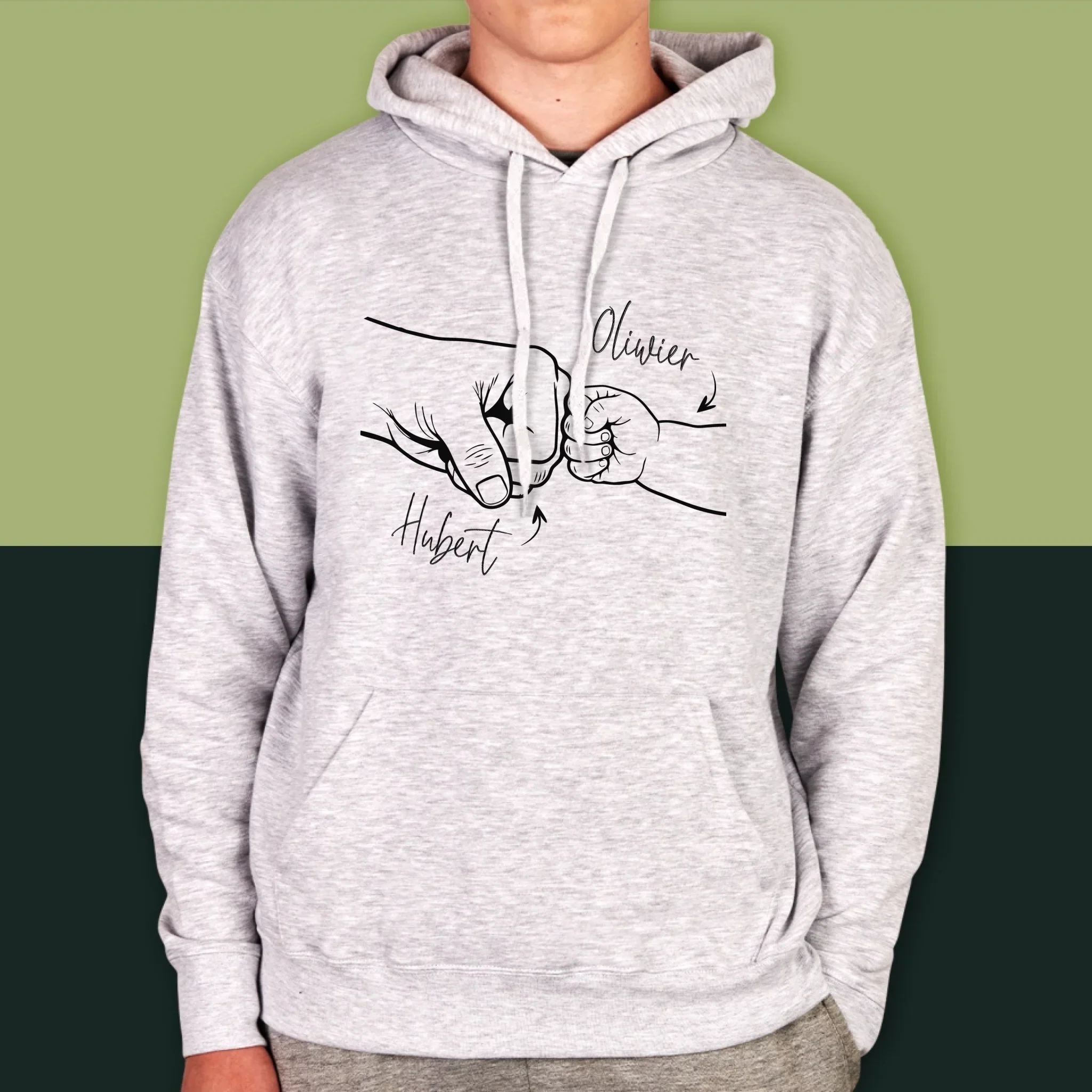 Imię i Podpis: Tata z Małym Dzieckiem - Bluza Męska z Kapturem - Image 8