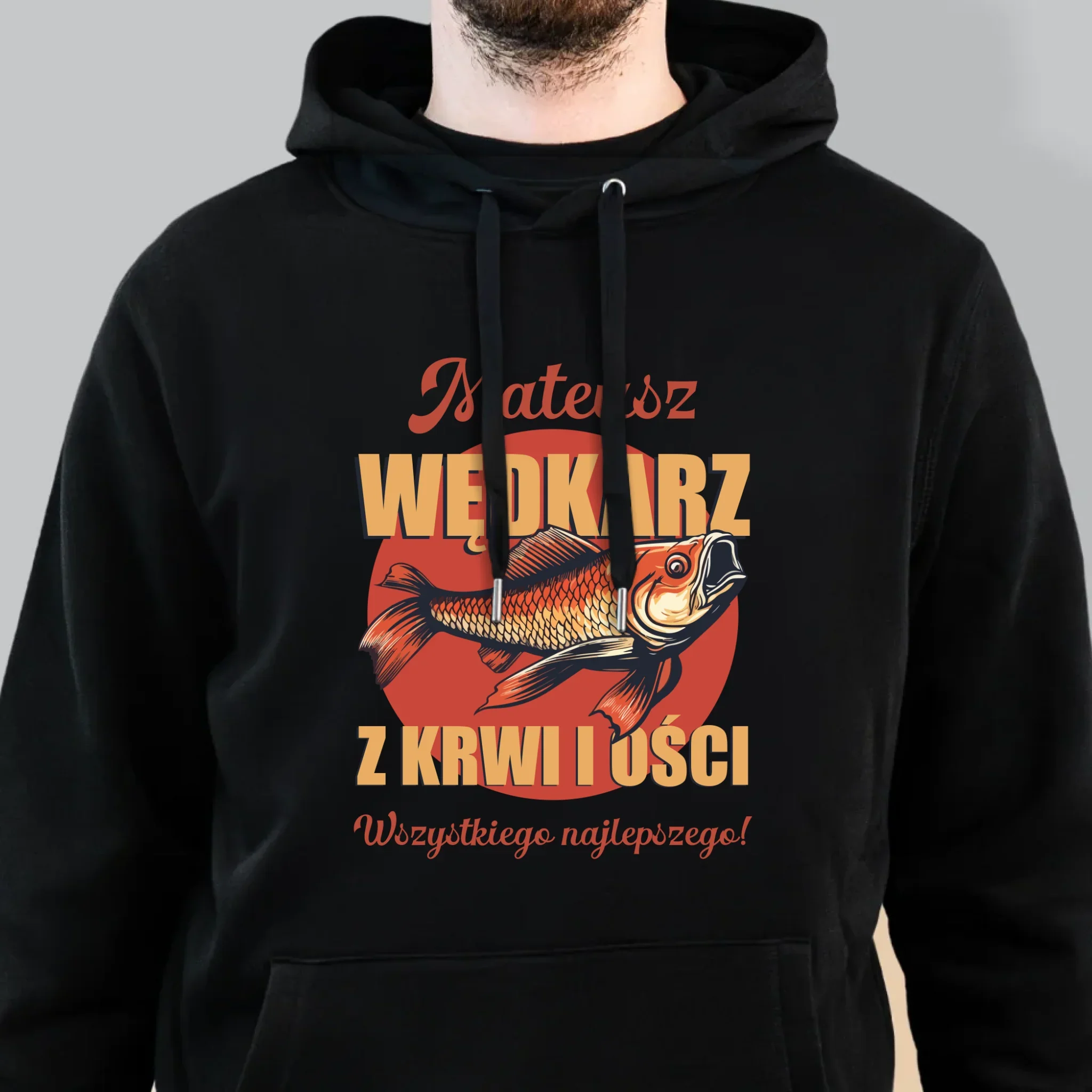 Imię i Podpis: Wędkarz z Krwi i Ości - Bluza Męska z Kapturem - Image 6