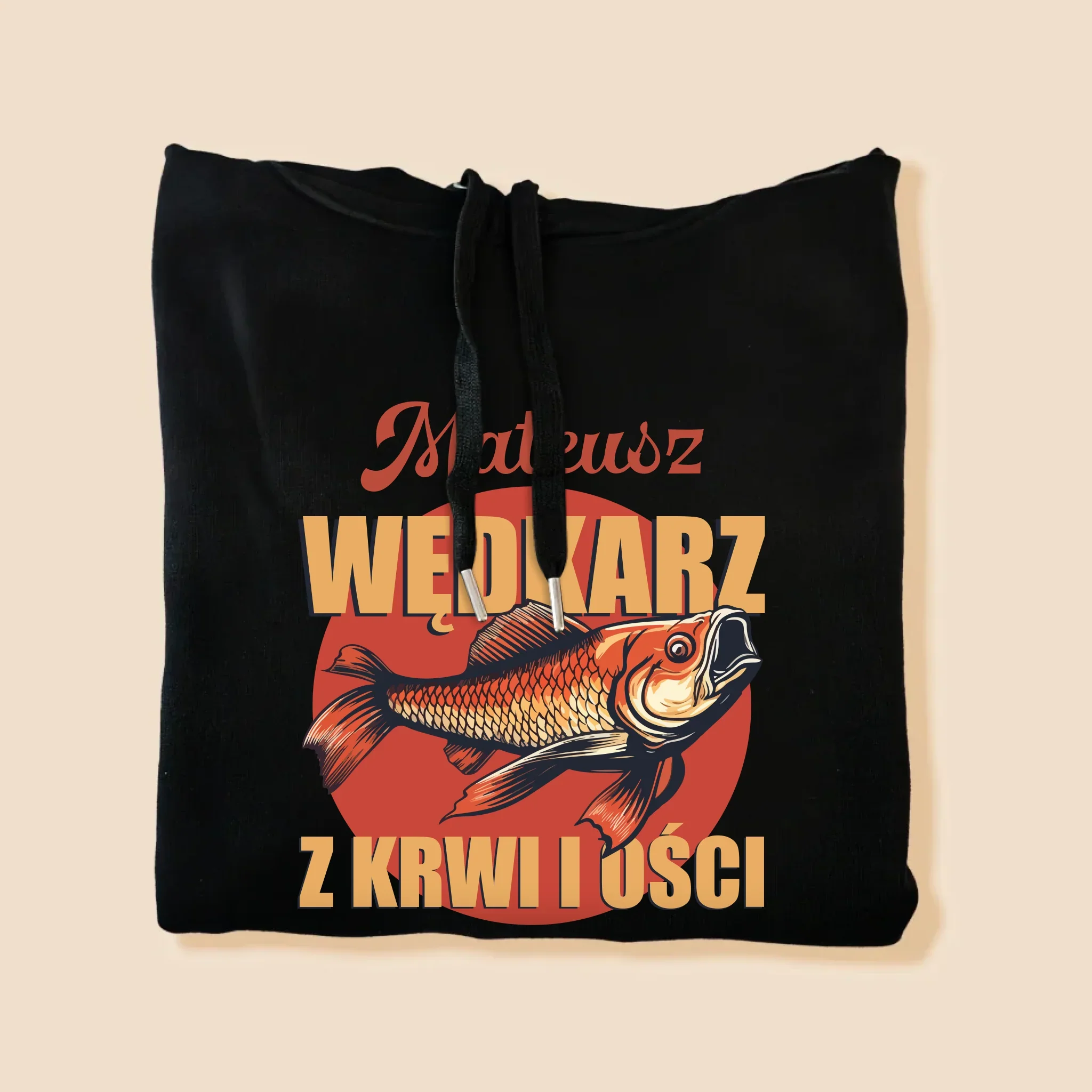 Imię i Podpis: Wędkarz z Krwi i Ości - Bluza Męska z Kapturem - Image 8